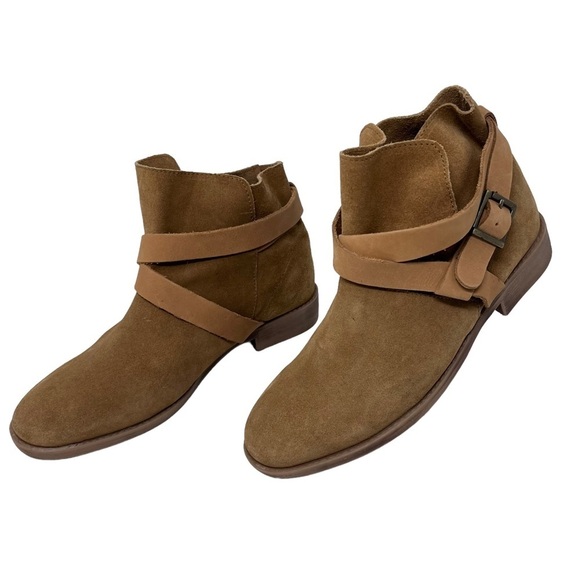 ASOS ALEX Tan Suede Slouch Ankle Boots Wrap Around Strap Buckle Detail Size 8 - Picture 10 of 15